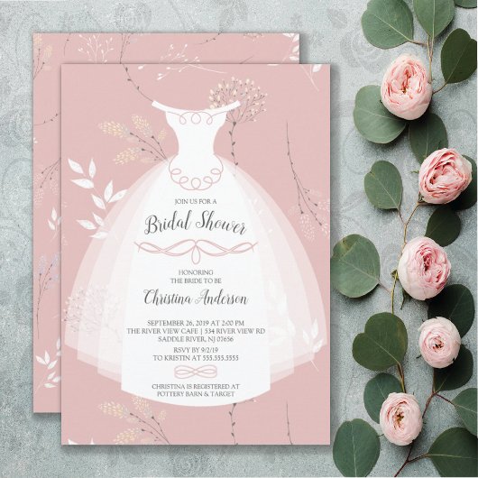 Invitation Fête des mariées de mariée rose florale