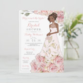 Invitation Fête des mariées de mariée rose roses (Debout devant)