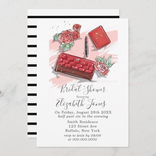 Invitation Fête des mariées de mode rouge (Devant / Derrière)