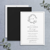Invitation Fête des mariées de monogramme blanc noir