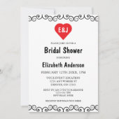 Invitation Fête des mariées de monogramme cardiaque rustique (Devant)