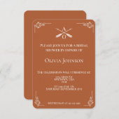 Invitation Fête des mariées de Monogramme et flèches orange b (Devant / Derrière)