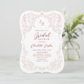 Invitation Fête des mariées de monogramme rose Vintage (Debout devant)