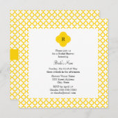 Invitation Fête des mariées de Motif Monogram Yellow Quatrefo (Devant / Derrière)