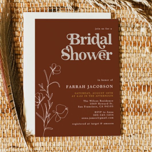 Invitation FÊTE DES MARIÉES de moutarde rouille de FARRAH Ret