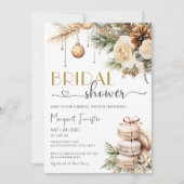 Invitation Fête des mariées de Noël Boho Chic Winter Floral (Devant)