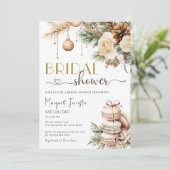 Invitation Fête des mariées de Noël Boho Chic Winter Floral (Debout devant)