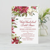 Invitation Fête des mariées de Noël d'hiver Red Poinsettias (Debout devant)