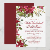 Invitation Fête des mariées de Noël d'hiver Red Poinsettias (Devant / Derrière)