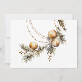 Invitation Fête des mariées de Noël Festive White & Gold (Dos)