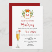 Invitation Fête des mariées de Noël Monogrammes & Mimosas (Devant / Derrière)