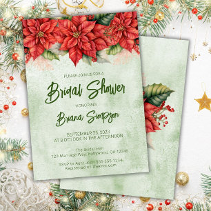 Invitation Fête des mariées de Noël Poinsettia