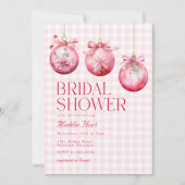 Invitation Fête des mariées de Noël rose Festif (Devant)