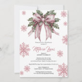 Invitation Fête des mariées de Noël rose romantique (Devant)