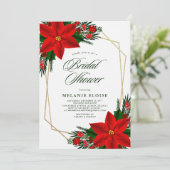 Invitation Fête des mariées de Noël Rouge Poinsettia (Debout devant)