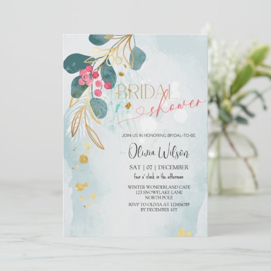 Invitation Fête des mariées de Noël rustique - Gre d'hiver de (Debout devant)