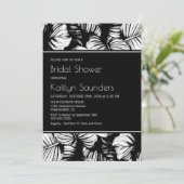 Invitation Fête des mariées de palme tropicale noire et blanc (Debout devant)