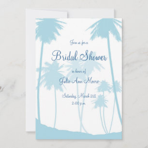 Invitation Fête des mariées de palmier bleu tropical
