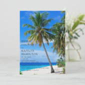 Invitation Fête des mariées de palmiers de plage tropicale es (Debout devant)
