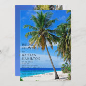 Invitation Fête des mariées de palmiers de plage tropicale es (Devant / Derrière)