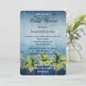 Invitation Fête des mariées de palmiers tropicaux bleu gris (Debout devant)