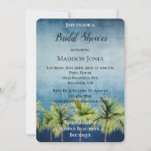Invitation Fête des mariées de palmiers tropicaux bleu gris (Devant)