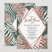 Invitation Fête des mariées de palmiers tropicaux Rose vert (Devant / Derrière)