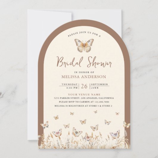 Invitation Fête des mariées de papillon Fleur sauvage crème (Devant)