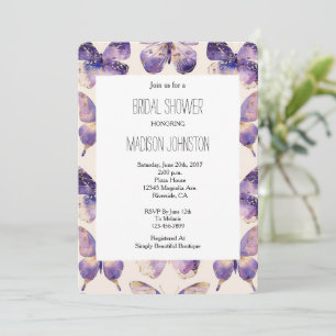Invitation Fête des mariées de papillons Purple Gold