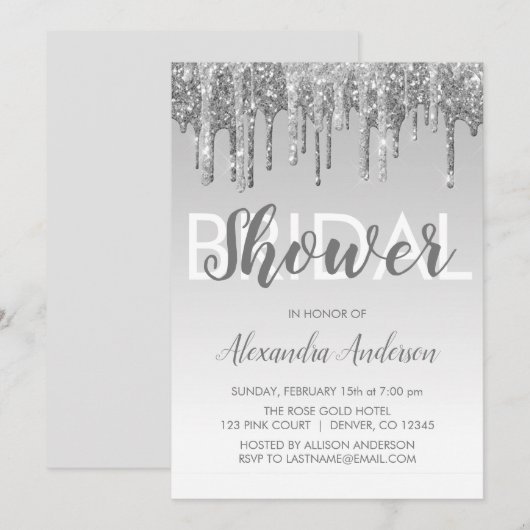 Invitation Fête des mariées de Parties scintillant à étincell (Devant / Derrière)