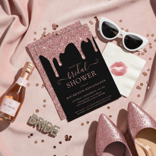 Invitation Fête des mariées de Parties scintillant Black Rose