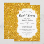Invitation Fête des mariées de Parties scintillant dorée (Devant / Derrière)