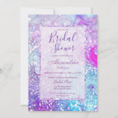 Invitation Fête des mariées de parties scintillant en marbre  (Devant)