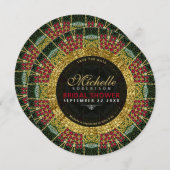 Invitation Fête des mariées de Parties scintillant en or Ruby (Devant / Derrière)