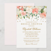 Invitation Fête des mariées de Parties scintillant florale Bl (Devant / Derrière)