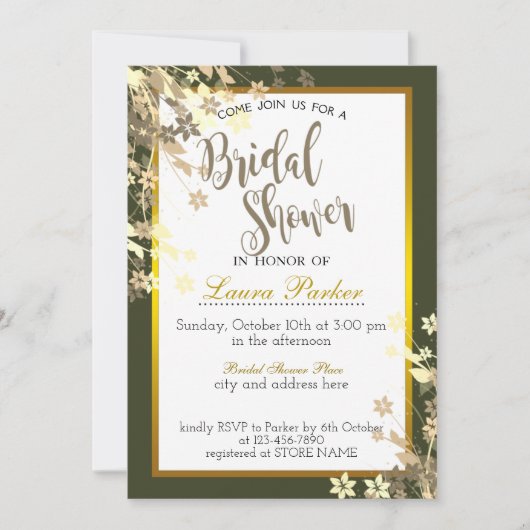 Invitation Fête des mariées de Parties scintillant Florale d' (Devant)