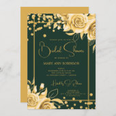 Invitation Fête des mariées de Parties scintillant Florale Em (Devant / Derrière)