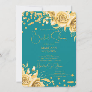 Invitation Fête des mariées de Parties scintillant Florale or