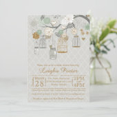 Invitation Fête des mariées de Parties scintillant Mint Gold  (Debout devant)