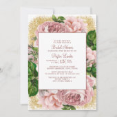 Invitation Fête des mariées de Parties scintillant or aux fle (Devant)