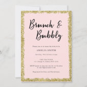 Invitation Fête des mariées de Parties scintillant rose et or (Devant)