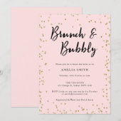 Invitation Fête des mariées de Parties scintillant rose et or (Devant / Derrière)