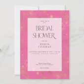 Invitation Fête des mariées de Parties scintillant rose et or (Devant)