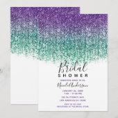 Invitation Fête des mariées de Parties scintillant Turquoise  (Devant / Derrière)