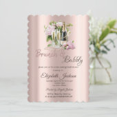 Invitation Fête des mariées de perles Brunch & Bubbly Fleurs (Debout devant)