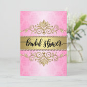 Invitation Fête des mariées de perles d'or rose (Debout devant)