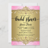 Invitation Fête des mariées de perles d'or rose (Dos)