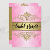 Invitation Fête des mariées de perles d'or rose (Devant / Derrière)