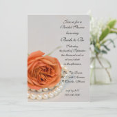 Invitation Fête des mariées de perles Rose et blanc orange (Debout devant)