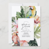 Invitation Fête des mariées de perroquets tropicaux floraux e (Devant)